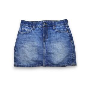 Old Navy Denim Mid-Rise Medium/Acid Wash 100% Cotton Mini Skirt Size 6